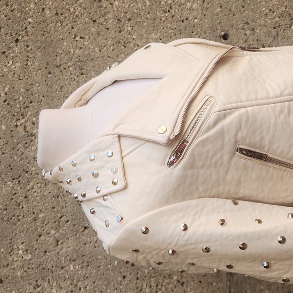 Zara white leather jacket with studs - Picture 6 of 16